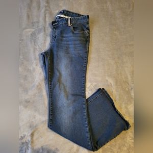 Women's Amethyst Jeans with Golden and White Embroidered Details Size 15/16